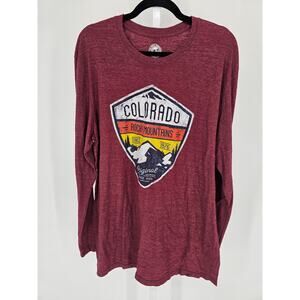 The Duck Company Mens Sz 2XL Long Sleeve T Shirt Colorado Rocky Mountains Red
